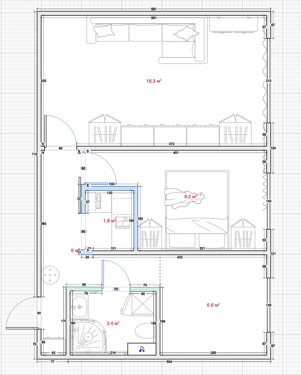 Перепланировка панельки в стильную двушку. Где разместить гардеробную в ...