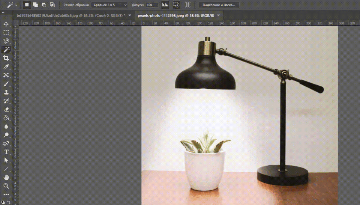 «Быстрым выделением» выделяйте и корректируйте однородные участки