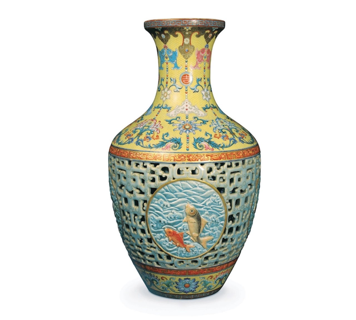 Уникальная ваза с рыбками эпохи императора Цяньлуна