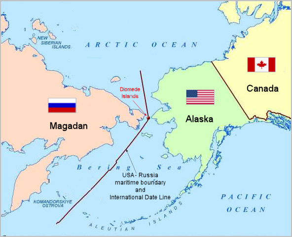 Карта мира граница россии и сша