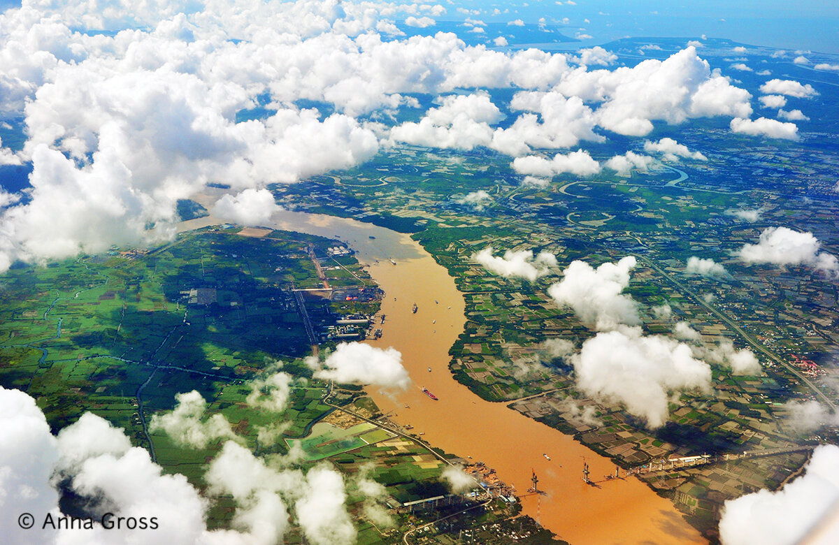 Река Меконг из окна самолёта
