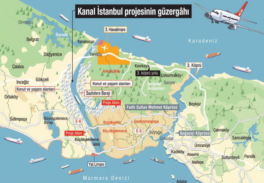 Новый канал в турции в обход босфора и дарданелл карта