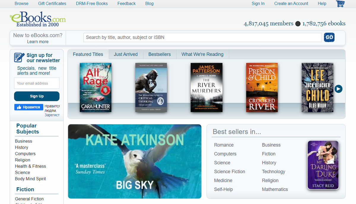 Главная страница Ebooks.com