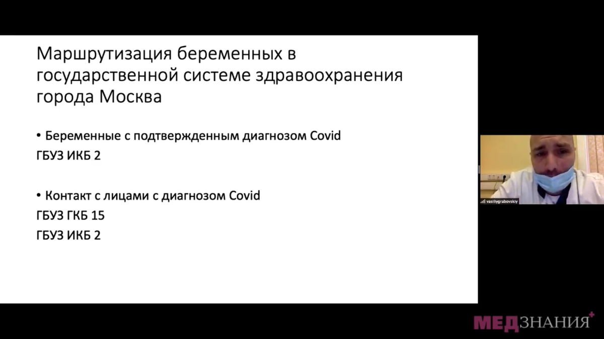 Скриншот с сообщения Грабовского василия Михайловича, ГКБ№ 52, круглый стол, посвященный COVID-19 от 18.04.2020