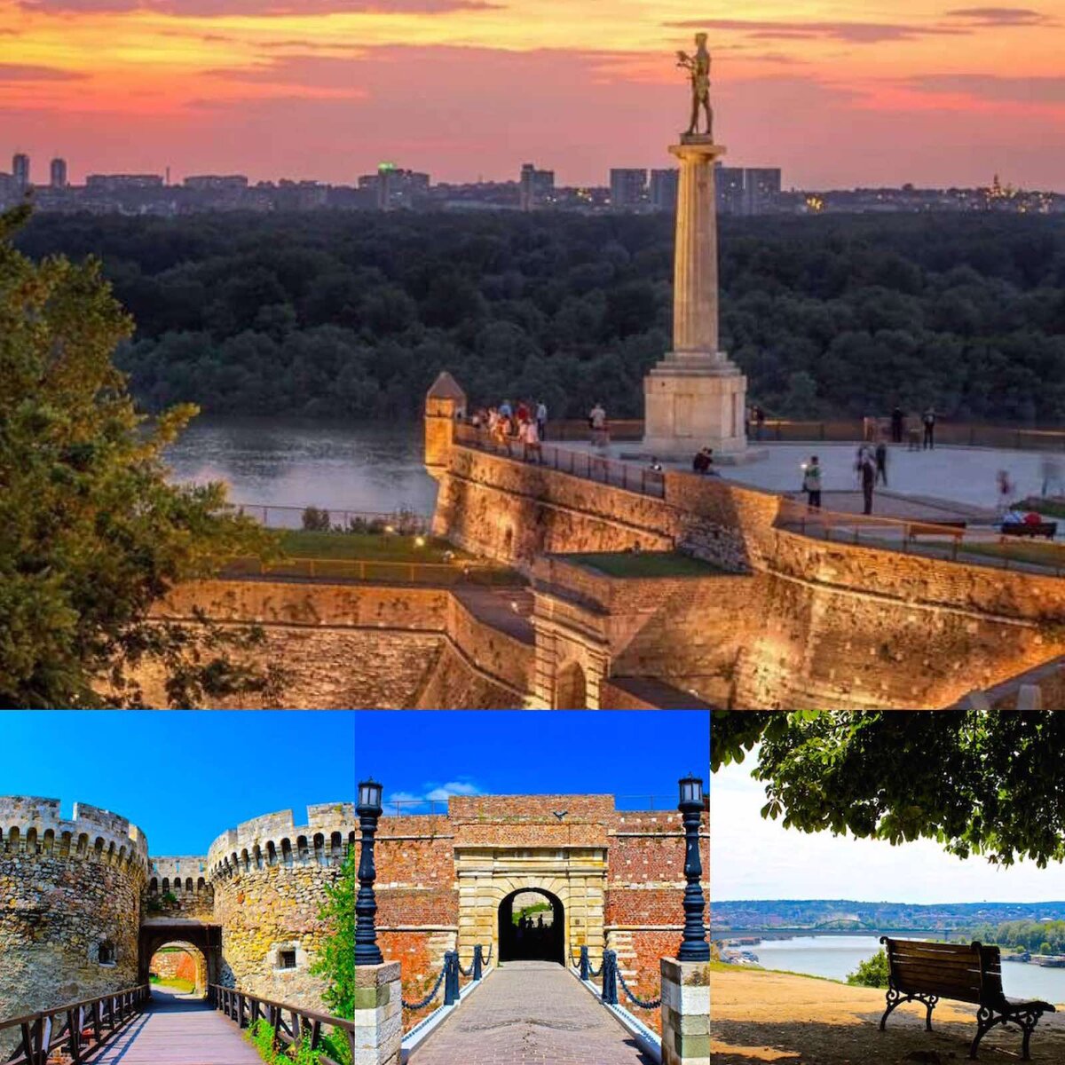 Вид с крепости на устье рек Дуная и Савы, крепость Калемегдан