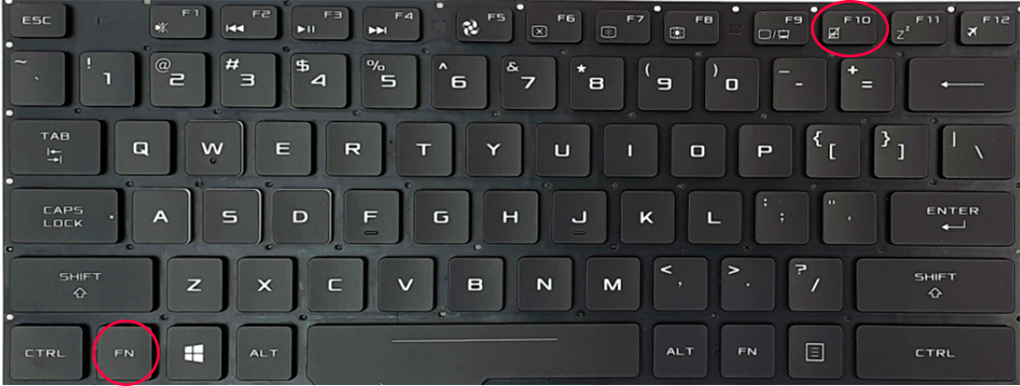 На клавише должен быть нарисован перечеркнутый тачпад