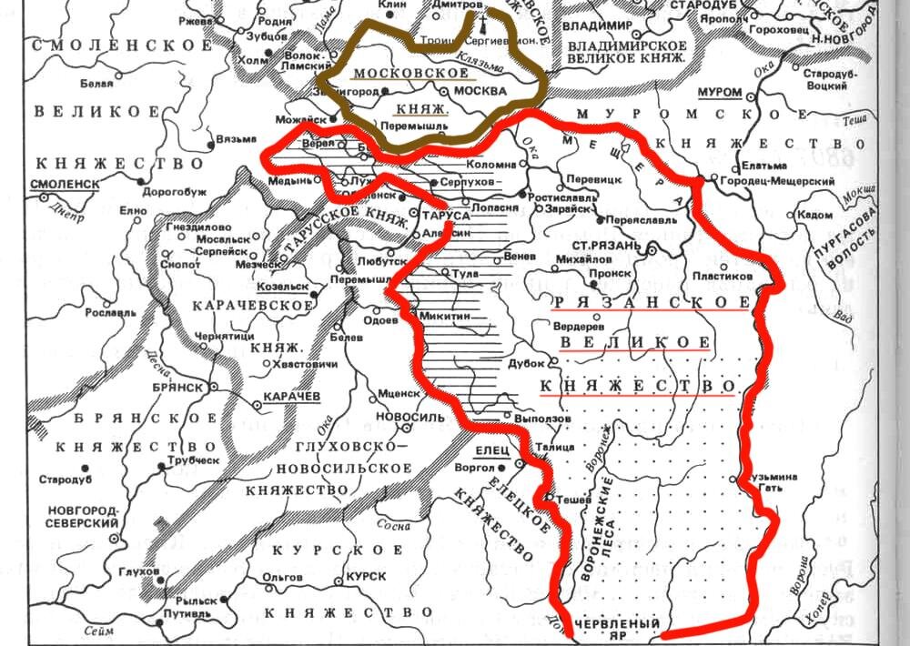 Карта 16 века рязанской области