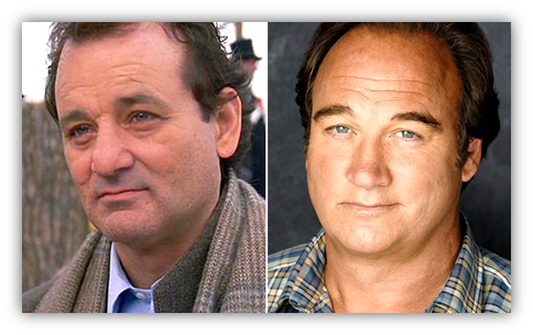 Билл Мюррей - американский актёр, комик, кинорежиссёр, сценарист и продюсер (1950) и Джеймс Белуши - американский актёр, комик, певец и музыкант (1954) 