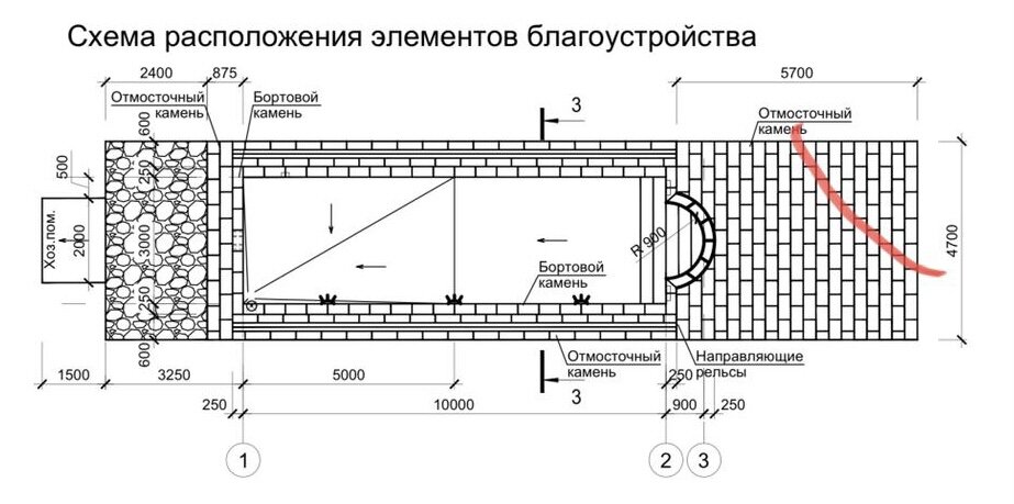 Схема Бассейна с павильоном