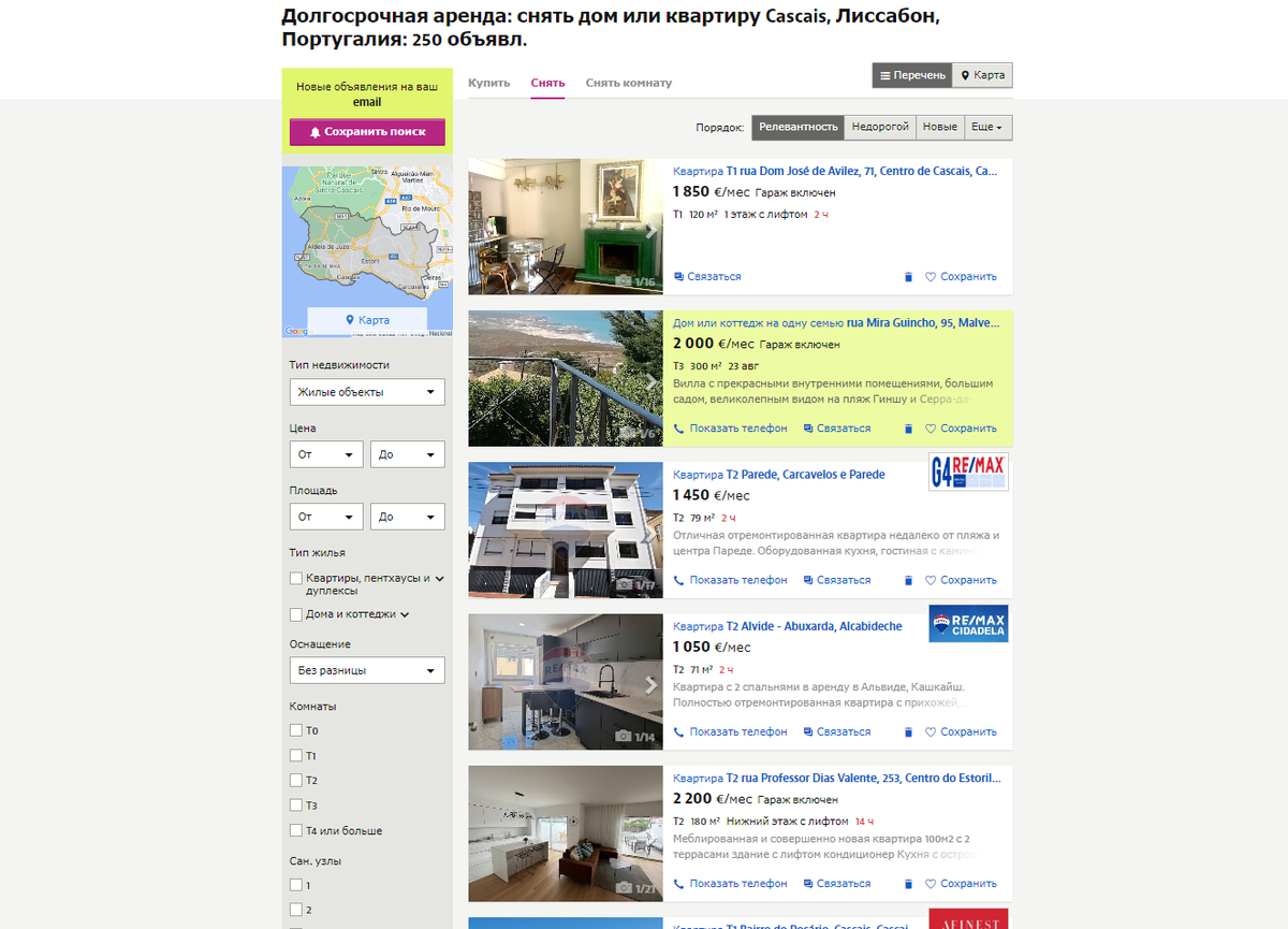 Цены на аренду квартиры в Лиссабоне