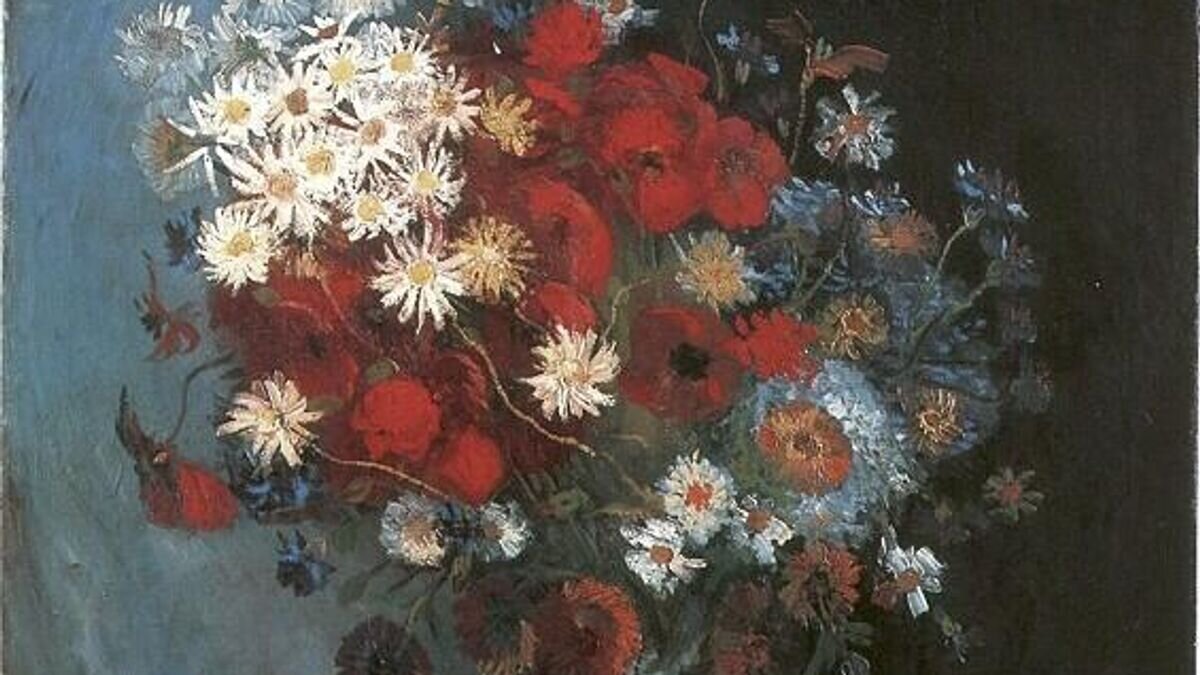    Картина Ван Гога "Натюрморт с луговыми цветами и розами"