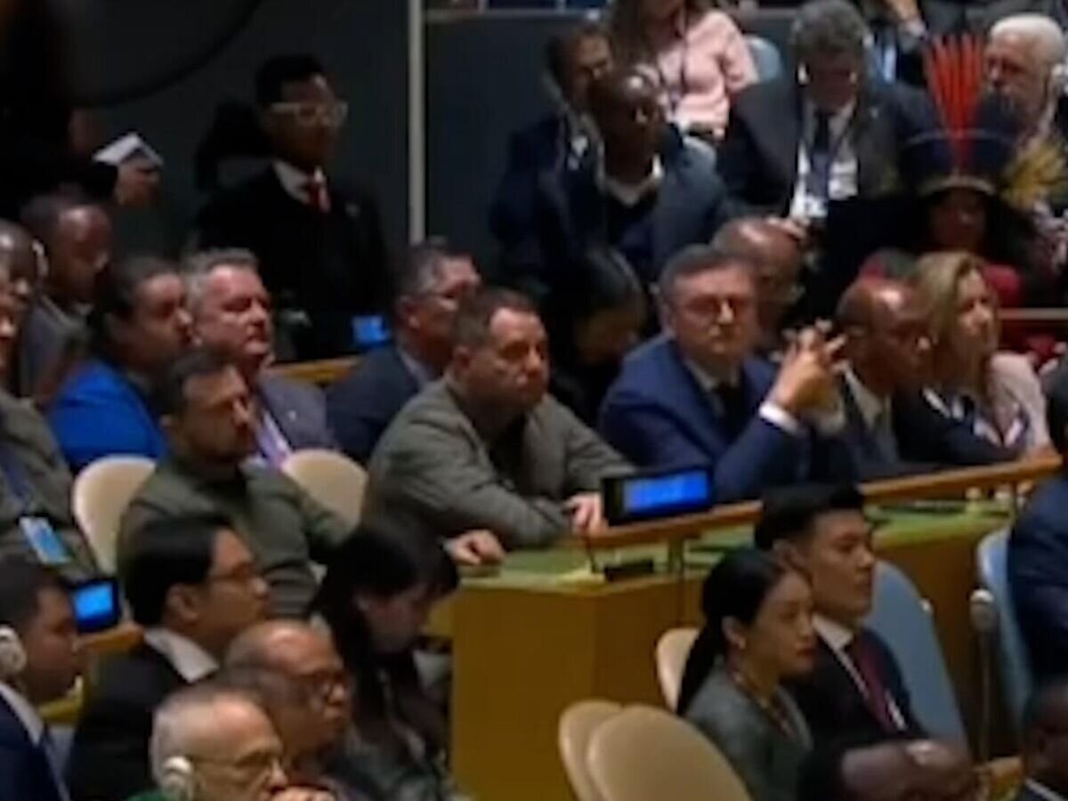    Монтажный ляп украинского телеканала на выступлении Зеленского в ООН © соцсети