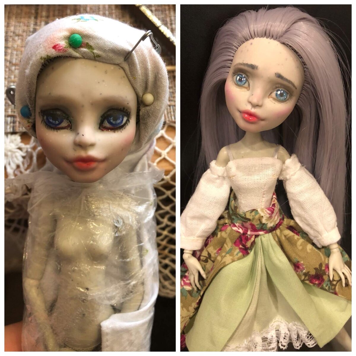 Первая попытка прорисовки лица и 10я попытка (конечный вариант) - моя работа