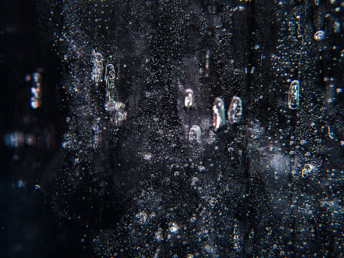 Макросъёмка льда под водой, ночь, 12.03.19