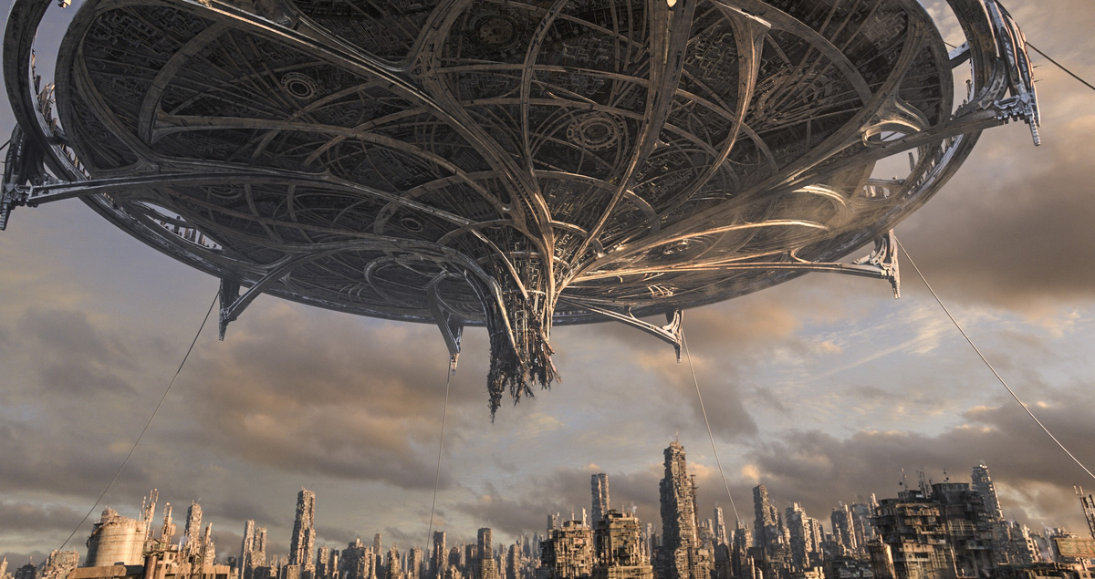 10 перерезанных тросов и город улетает покорять галактику.