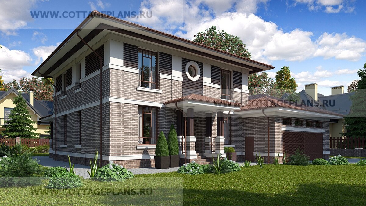 1-й и 2-й фасады дома. Источник фото: https://www.cottageplans.ru