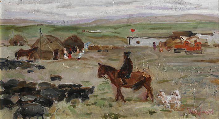 «Степной мотив». Художник – Заслуженный деятель искусств Казахстана Камиль Шаяхметов. 1965 г. Холст, масло.