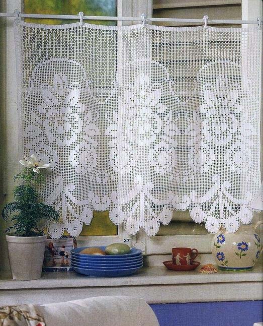 Как связать шторы на кухню — схемы и порядок вязания занавесок
