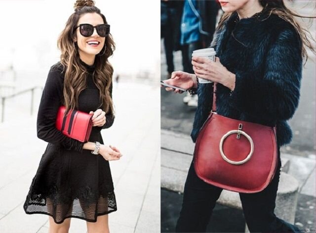 С чем можно носить красную дамскую сумку или сумочку (фото)?