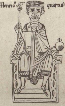 Образчик изобразительного искусства XII в.    Король Генрих IV на троне.