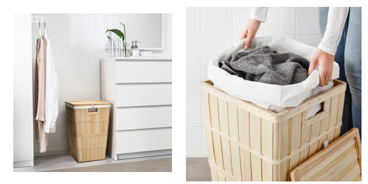 Корзина для белья с подкладкой.