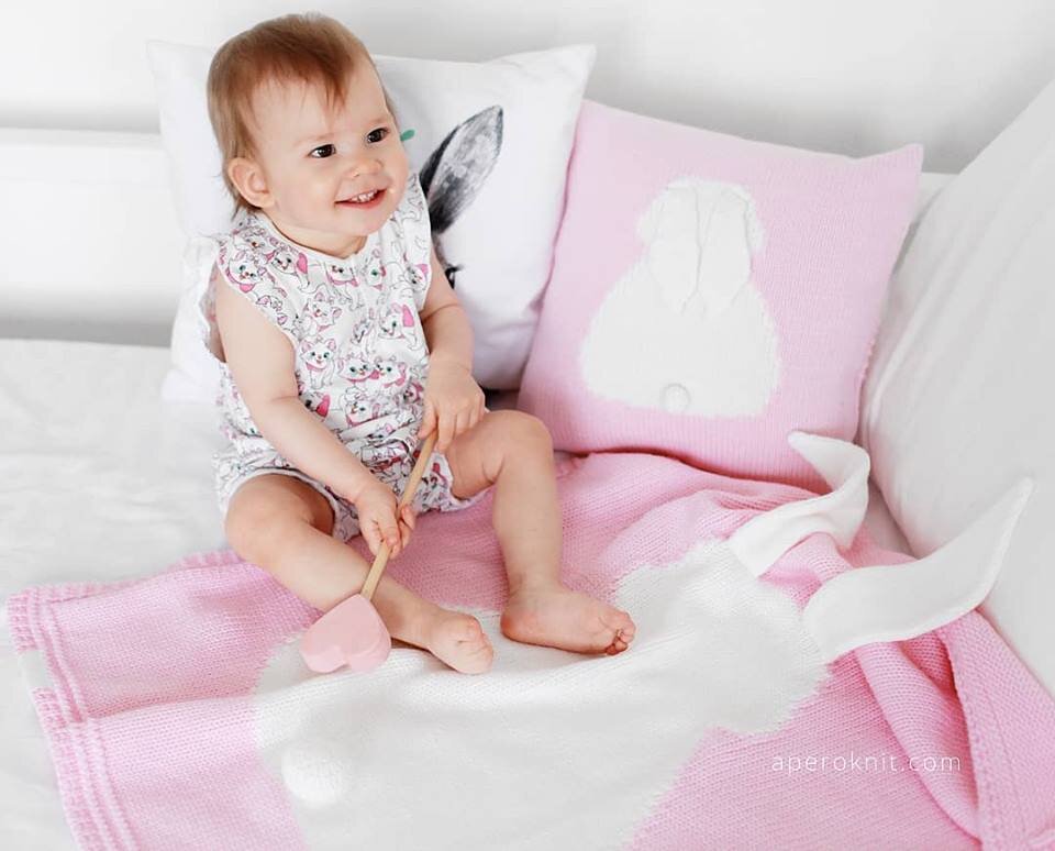 Плед и подушка ЗАЙКА розовый