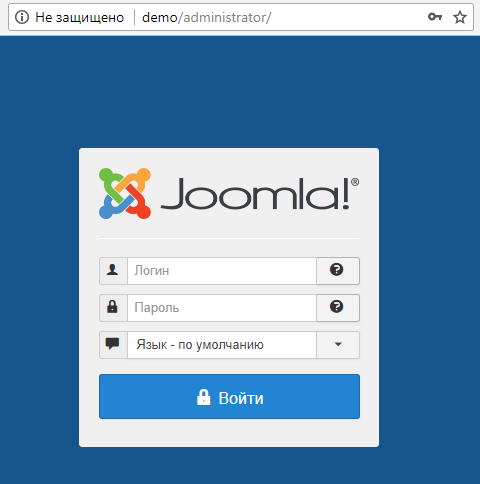 Страница входа в админку Joomla 3