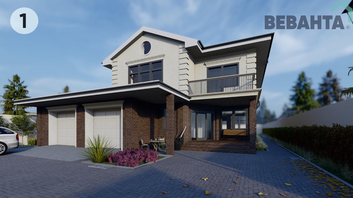 1 - Декоративная штукатурка+керамический кирпич