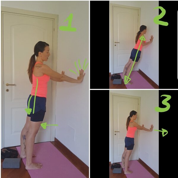 Иллюстрация: нижняя точка упражнения чатуранга у стены