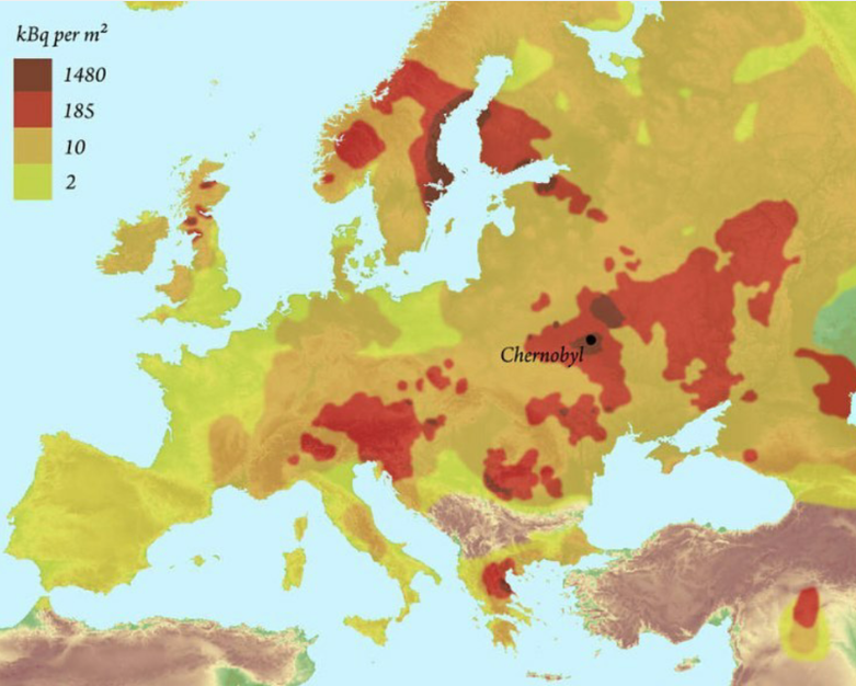 Зона пораженная радиационным заражением после взрыва на АЭС