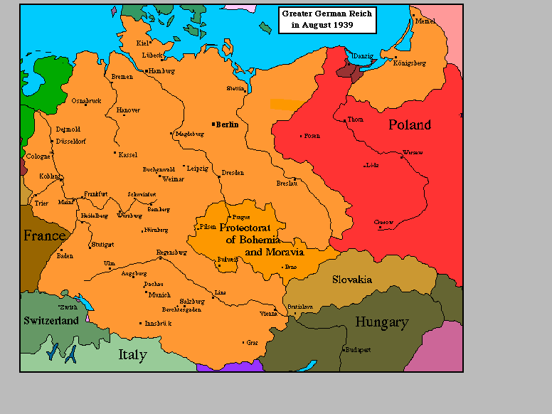 Карта Германии 1939 год