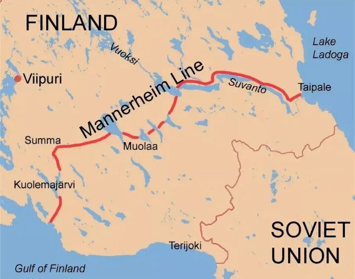 Линия Маннергейма на карте.
