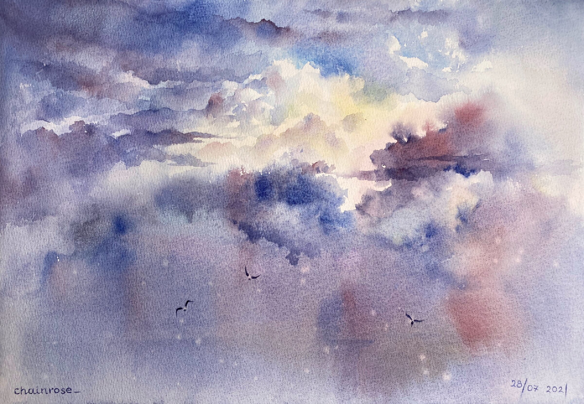 38,5х27см. Бумага Paul Rubens 50% хлопка среднезернистая. Акварель Daniel Smith.