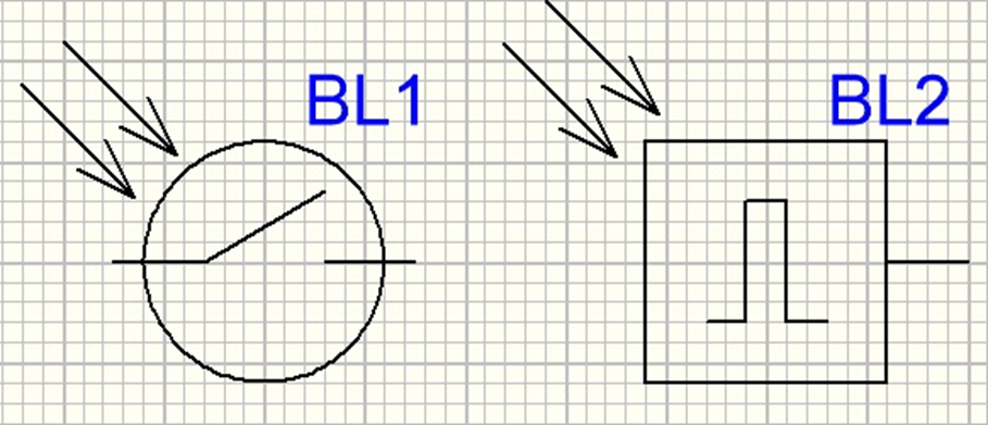 Рис. 1. Пример обозначения фотоэлементов на блок-схемах.