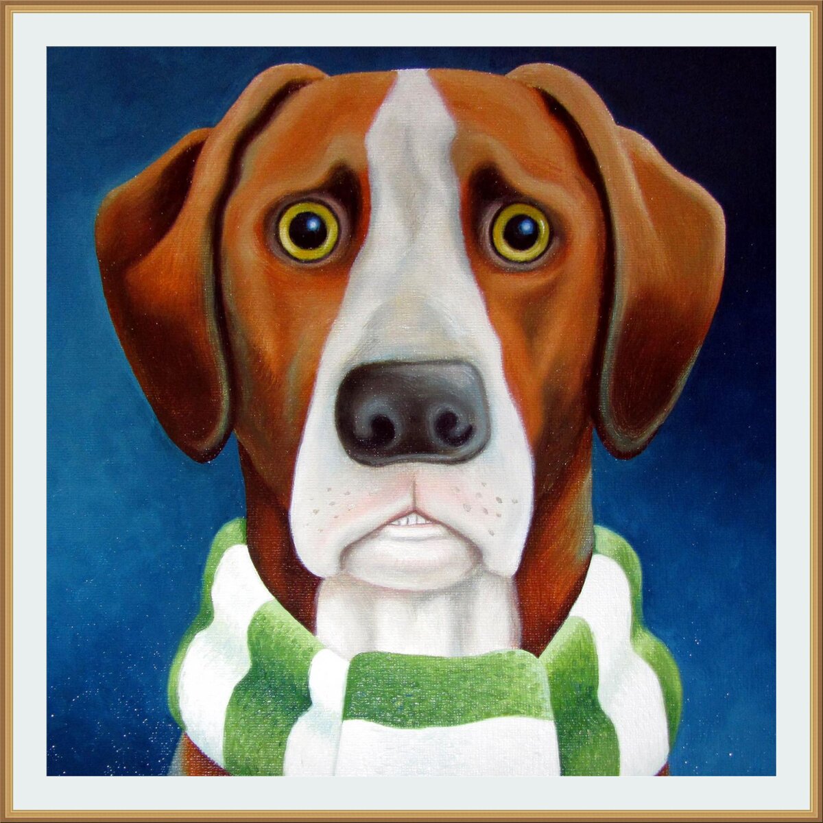 Художник Вики Маунт / Vicky Mount / Dog Watching Football on Telly / Собака смотрит футбол по телевизору