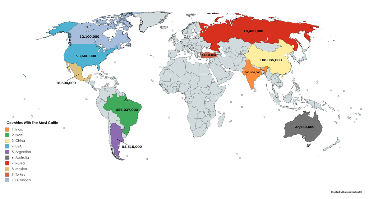Карта 10 топ. Крупный рогатый скот в мире карта. Карта поголовья крупного рогатого скота.
