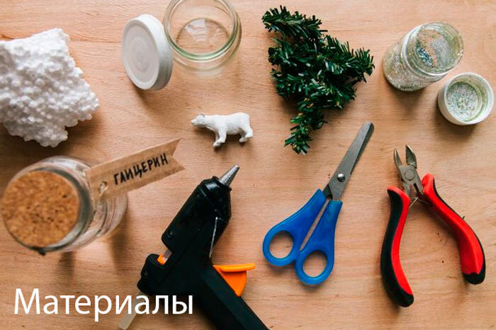 Материалы для баночки со снегом.