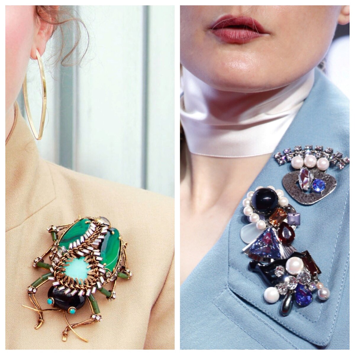 Крупные и яркие в тренде как никогда. Если хочется носить сет, выбирайте созвучные по материалам экземпляры