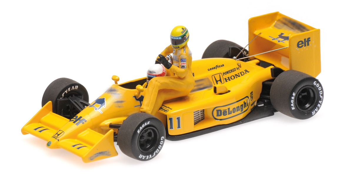 540874311 1:43 LOTUS HONDA 99T – AYRTON SENNA RIDING ON SATORU NAKAJIMA’S CAR – ITALIAN GP 1987 /W FIGURINE L.E. 1440 PCS.