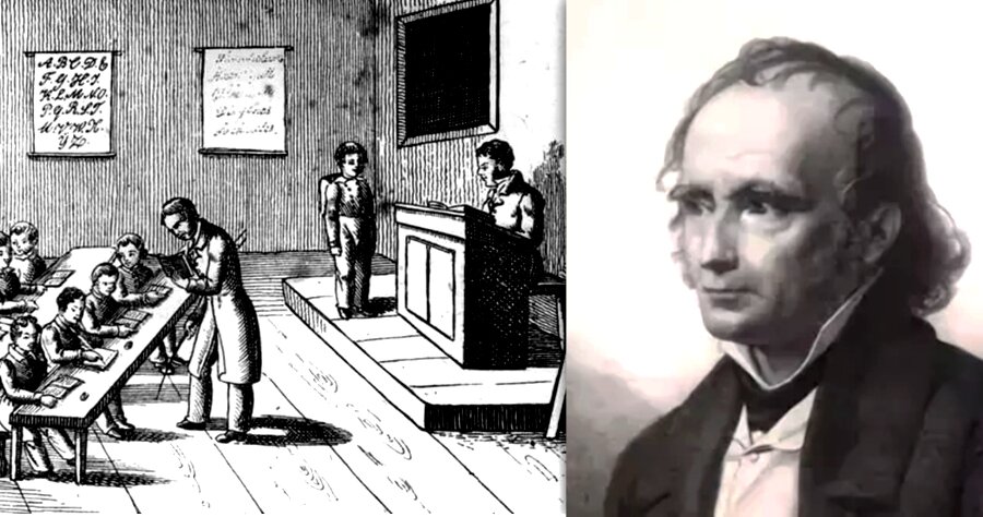 Слева: немецкая школа времён Дистервега. Справа: Дистервег