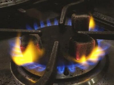 Уголь на газовой плите