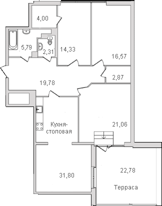Планировка квартиры в корпусе 5А, 118 м²