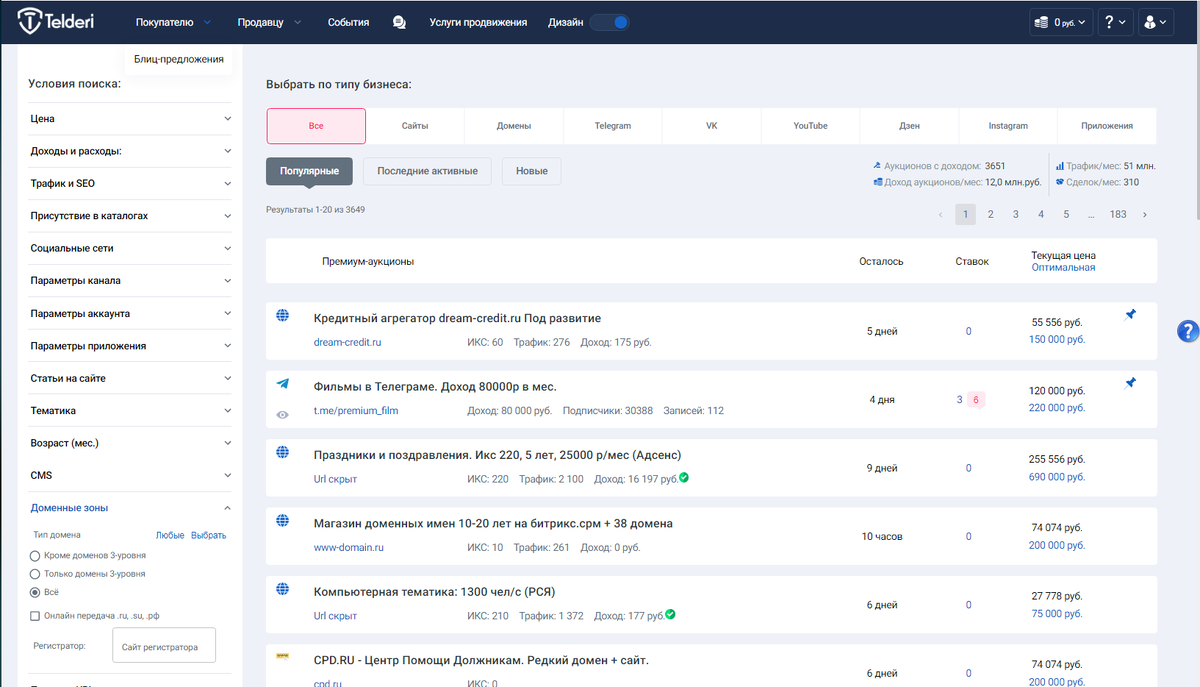 Список сайтов