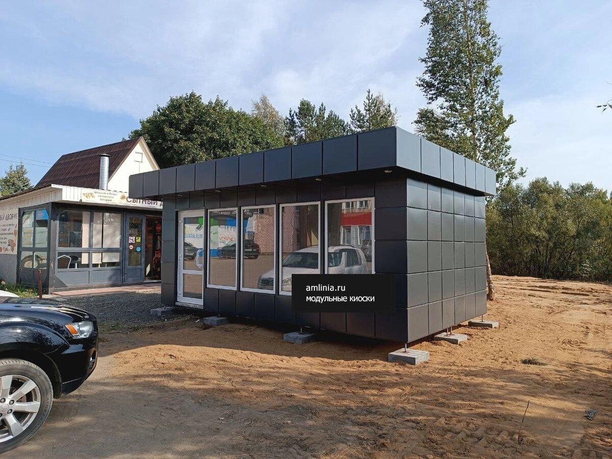 Павильон для продажи кофе - размеры киоска 6 х 3.5 метров. Установка в Смоленске.