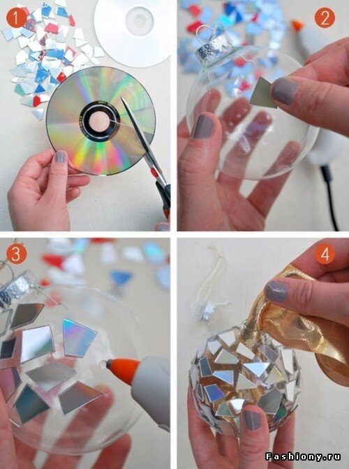 Поделки из CD дисков. Идея декора для дома своими руками. Луна и звезды �из старых дисков DIY