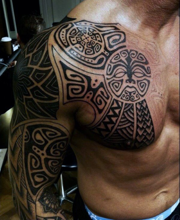 Тату эскизы трайбл на плечо | tattoo-sketches.com | Дзен