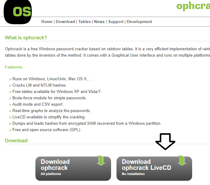  Необходимо скачать Ophcrack LiveCD для вашего персонального компьютера (ophcrack Vista/7 LiveCD).