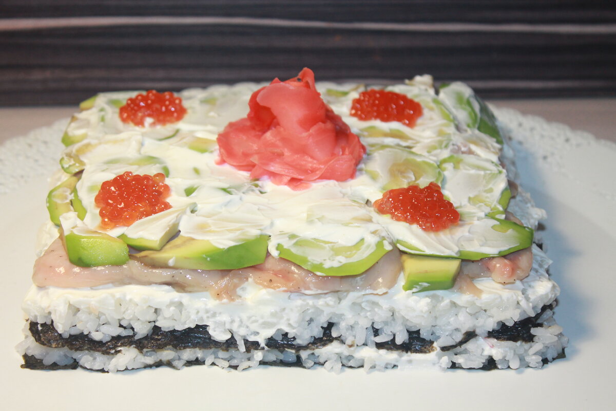 Суши-торт «Филадельфия»: пошаговый рецепт c фото