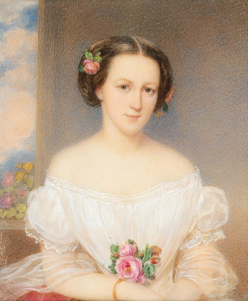 Портрет девушки, Эмануэль Томас Петер, 1839 г., из частной коллекции