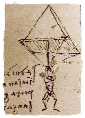 Рисунок парашюта Да Винчи, 1483 год